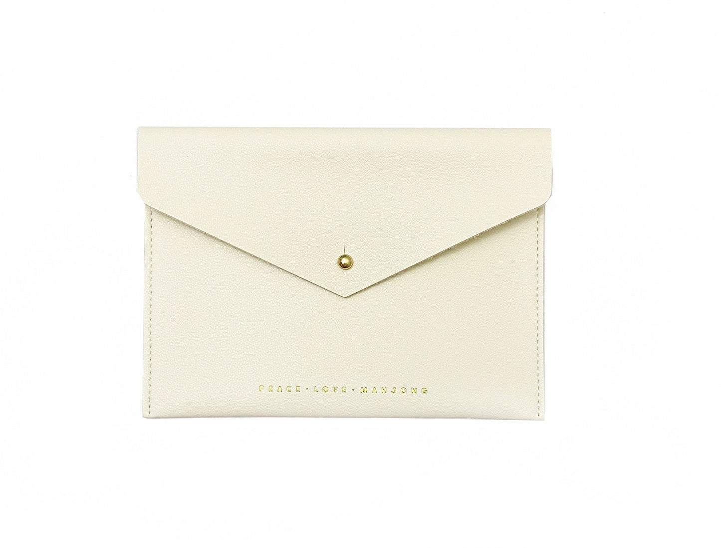 Peace Love Mahjong Card Clutch in Ivory