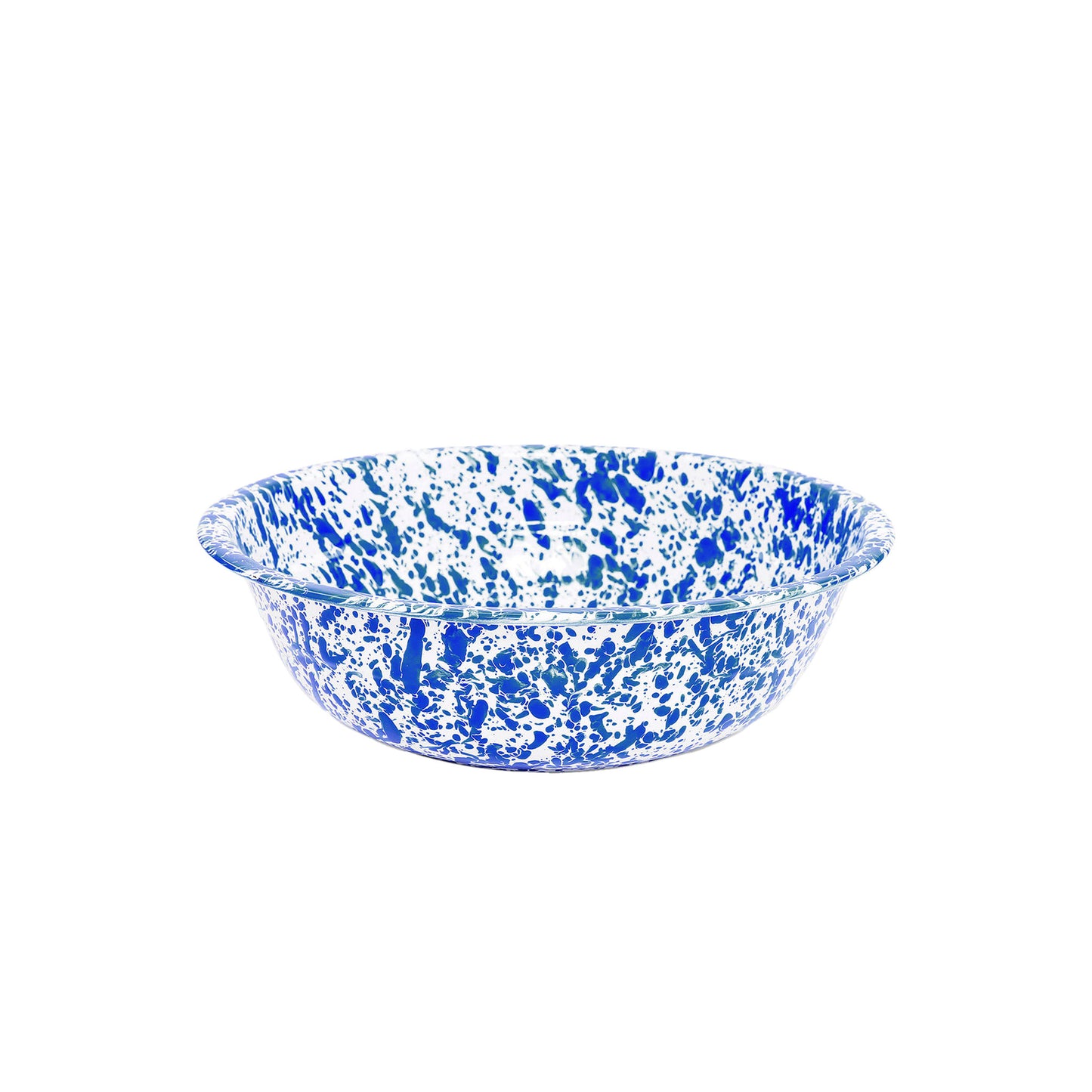 Small Enamel Splatterware Serving Bowl in Blue