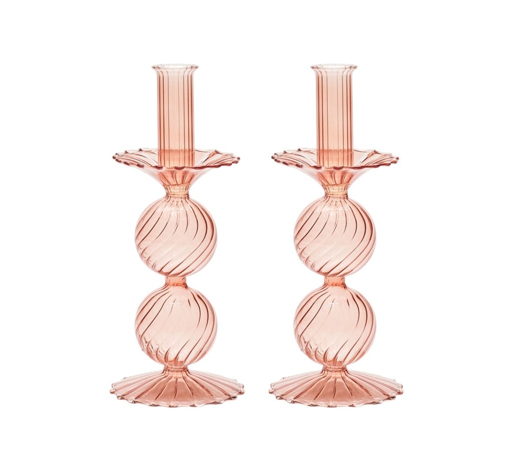 Kim Seybert Hand Blown Glass Candlesticks