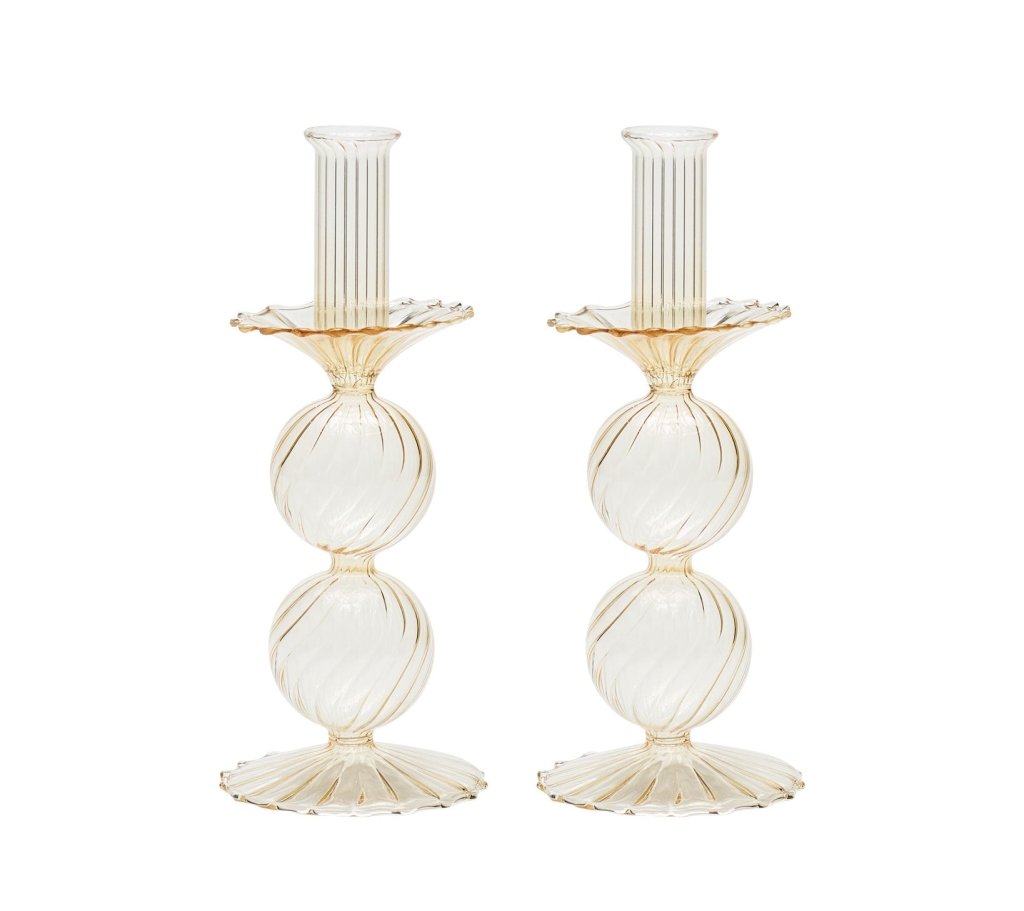 Kim Seybert Hand Blown Glass Candlesticks