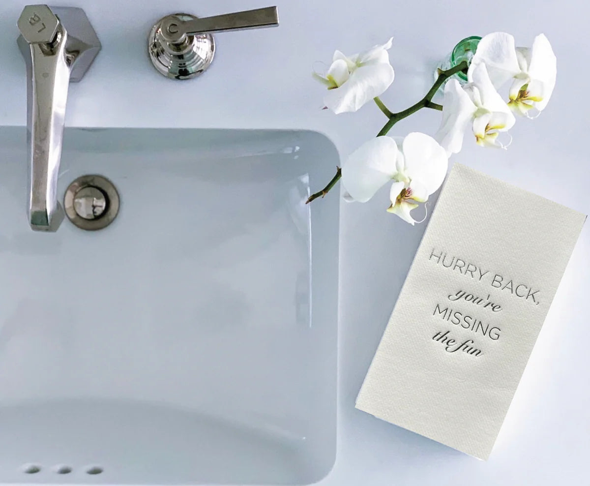 Lined Design Hurry Back Guest Towel