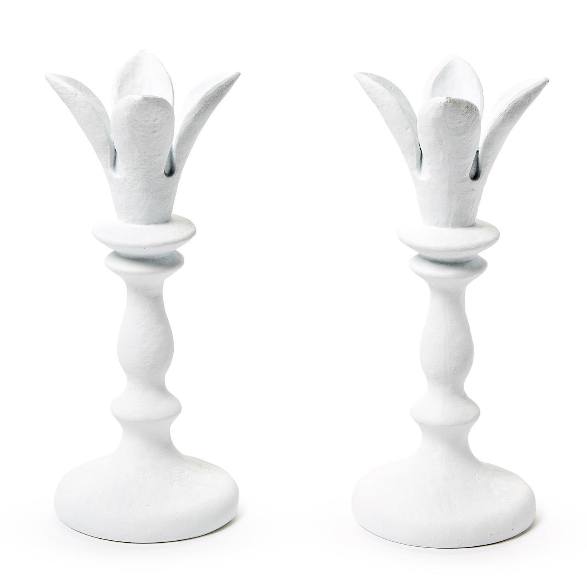 Pair of Decorative White Resin Candlesticks
