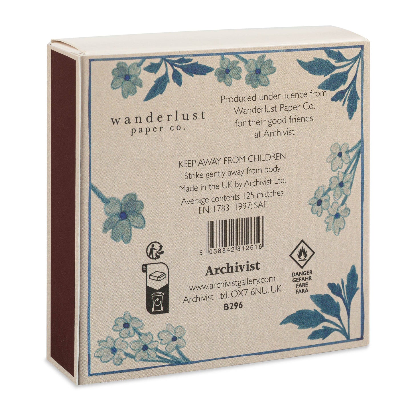Blue Floral  | Square - Safety Matches