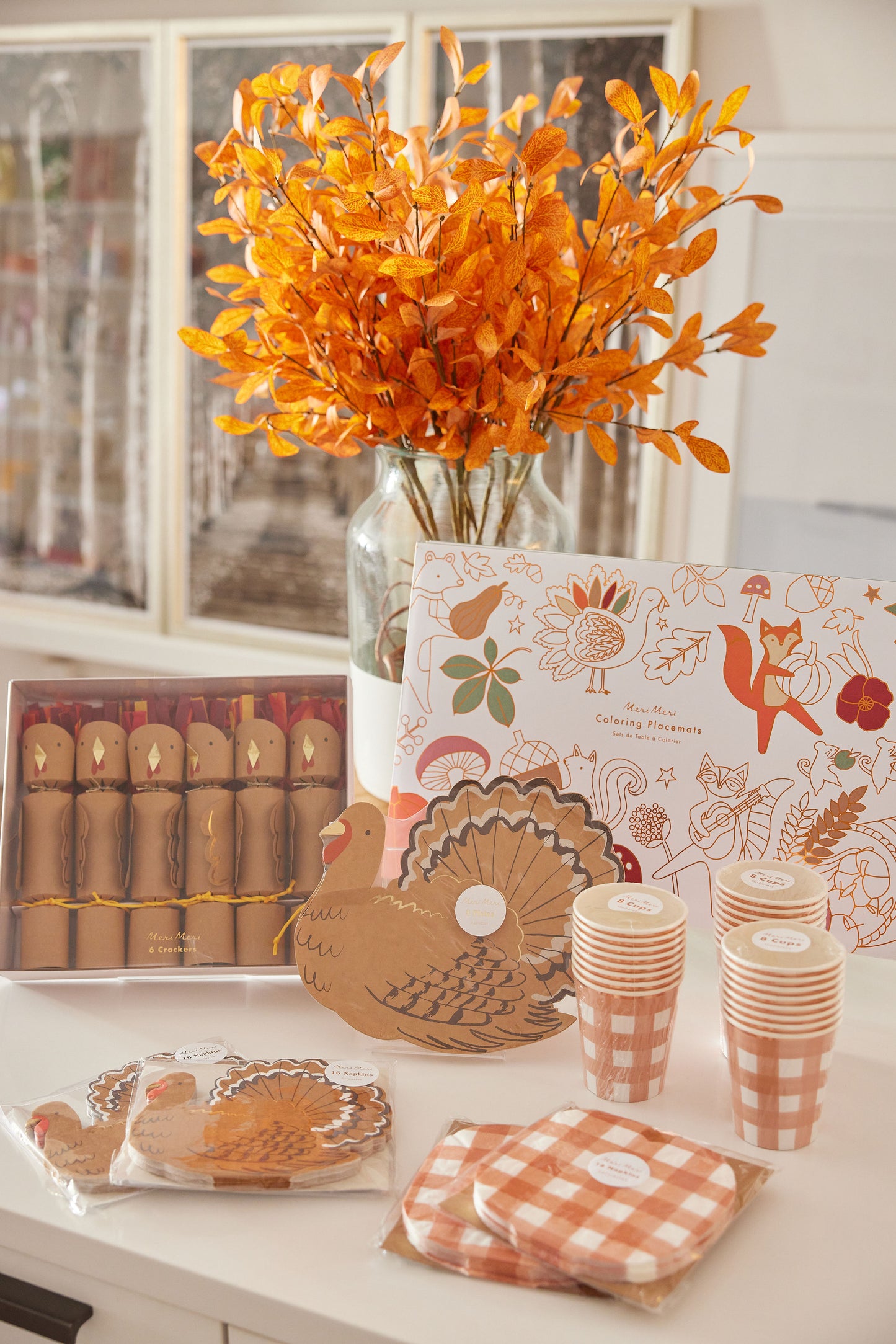 Burnt Orange Gingham Cups