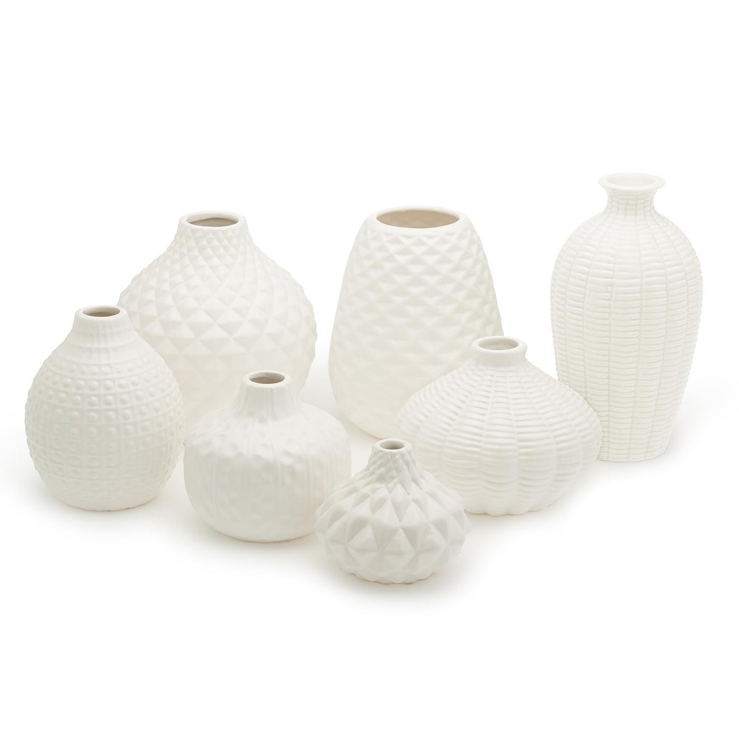 White Carved Vases - Assorted Sizes