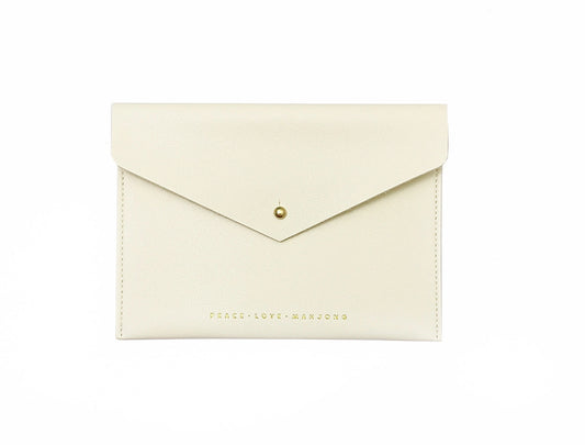 Peace Love Mahjong Card Clutch in Ivory