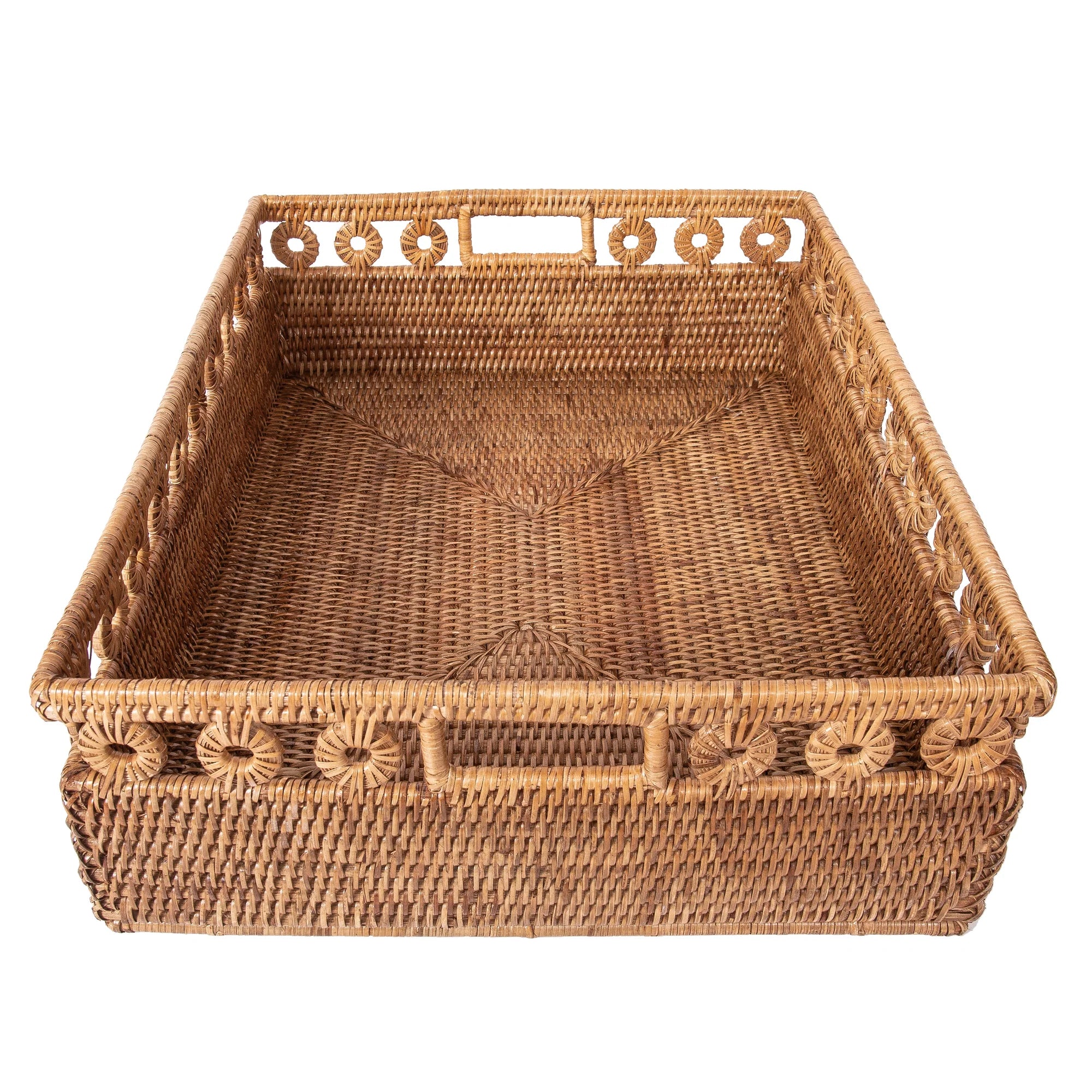 Inna Design Rectangle Basket with Cutout Handles in color Honey ...