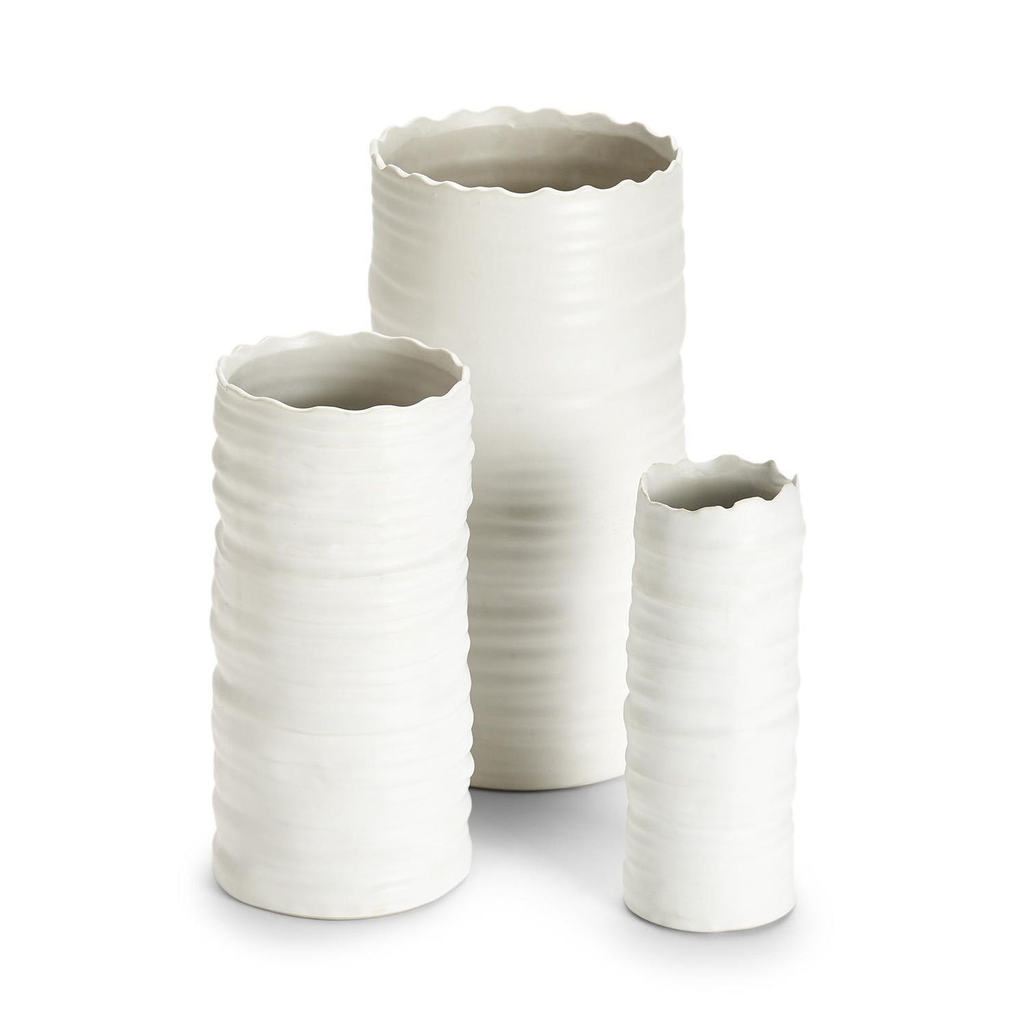 White Organic Cylinder Vases - Assorted Sizes