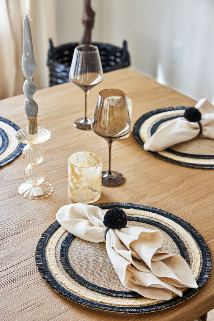 Straw Pom Pom Napkin Rings