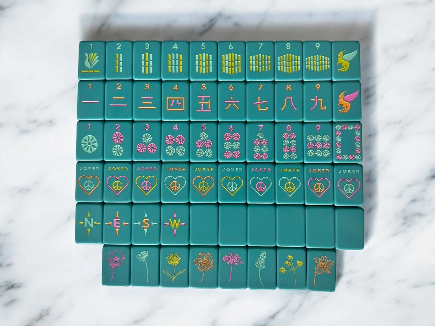Peace Love Mahjong Totally Teal Tiles