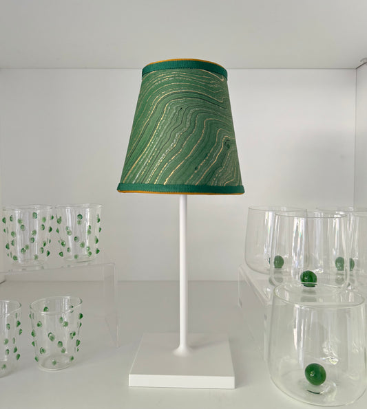 Maison Maison Marbleized Paper Lampshade in Hunter Green