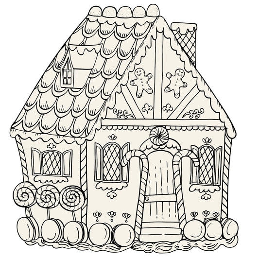 Die-Cut Gingerbread House Coloring Placemats