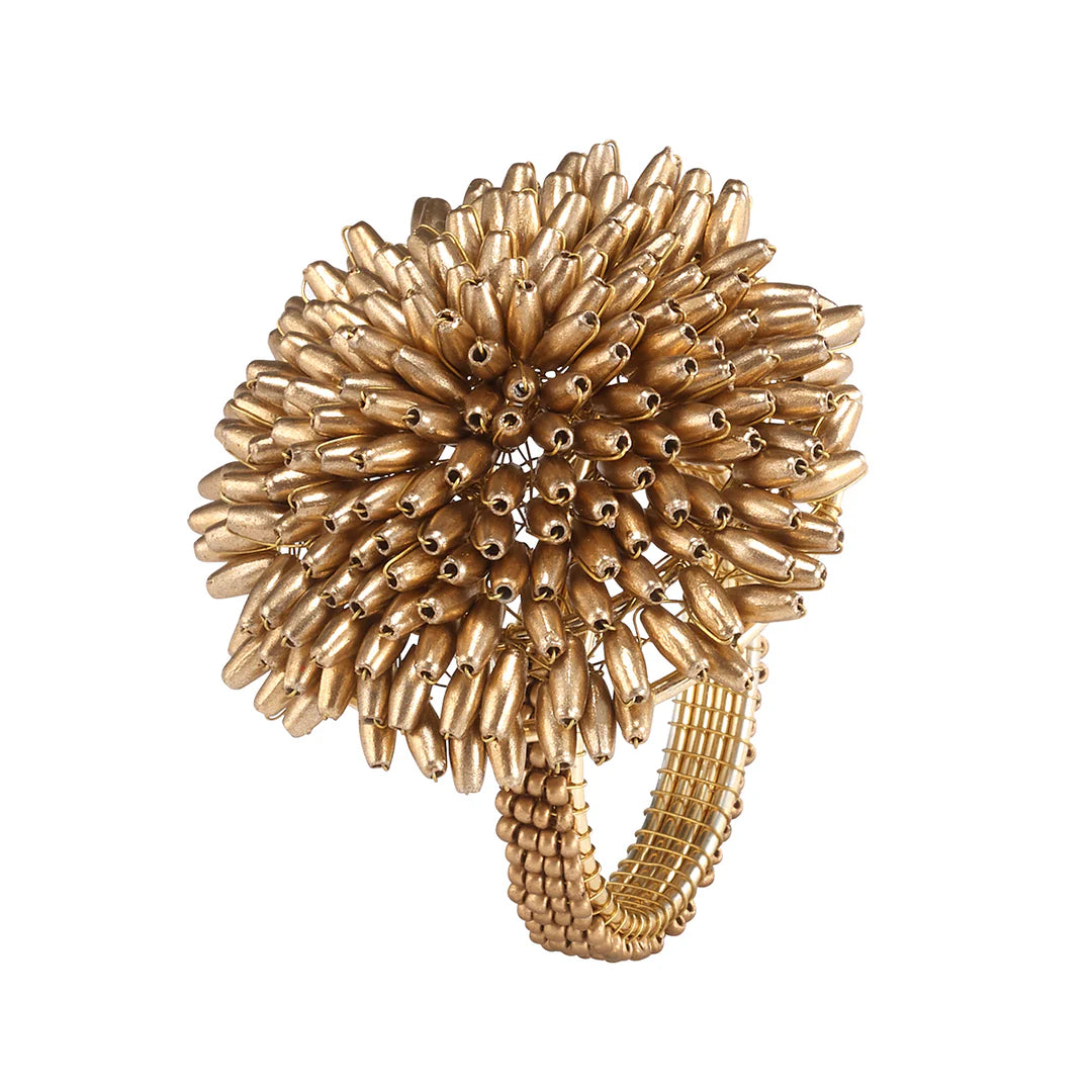 Pompom  Gold Napkin Rings