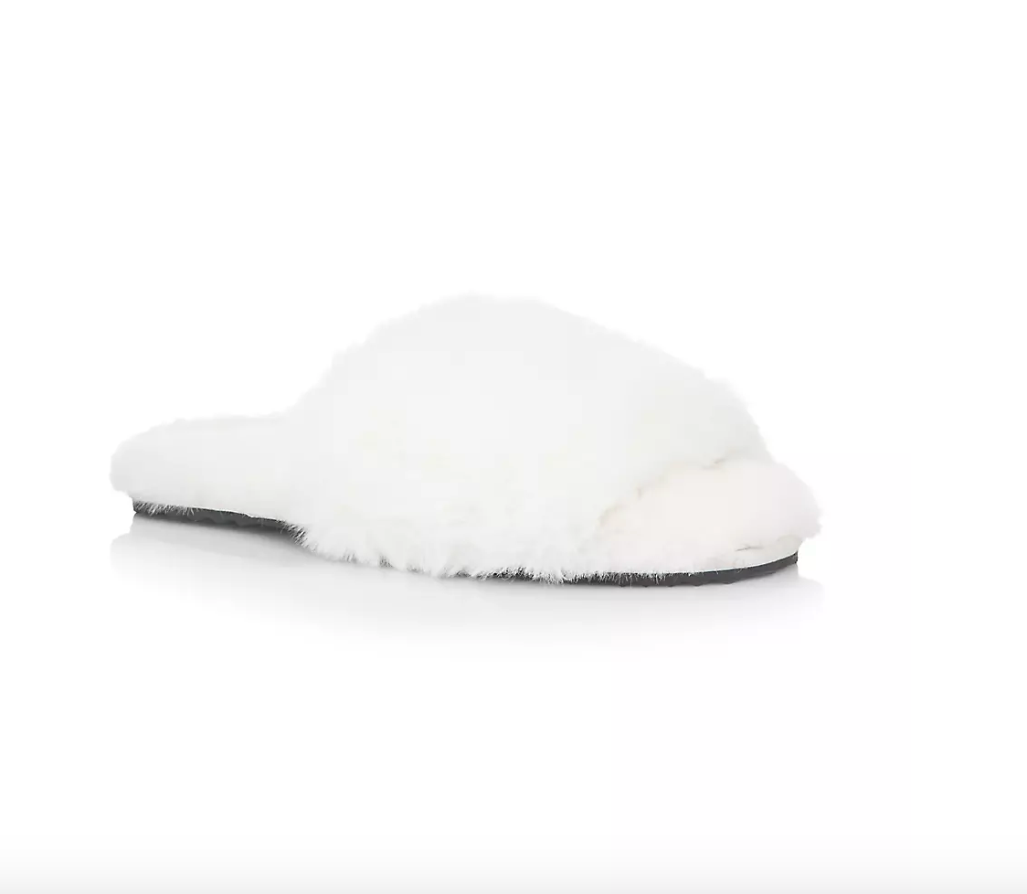 Slipper- Ivory Faux Fur