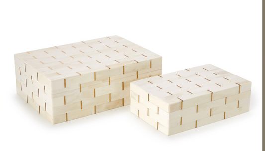 Twos Company Bone and Brass Covered box