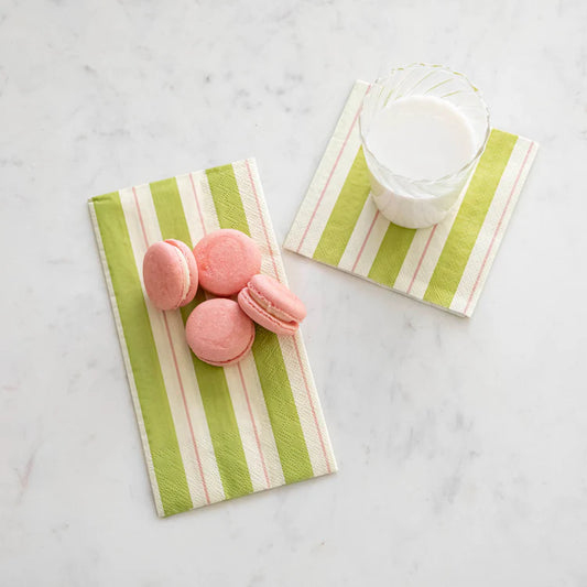 Hester & Cook Green & Pink Stripe Napkin