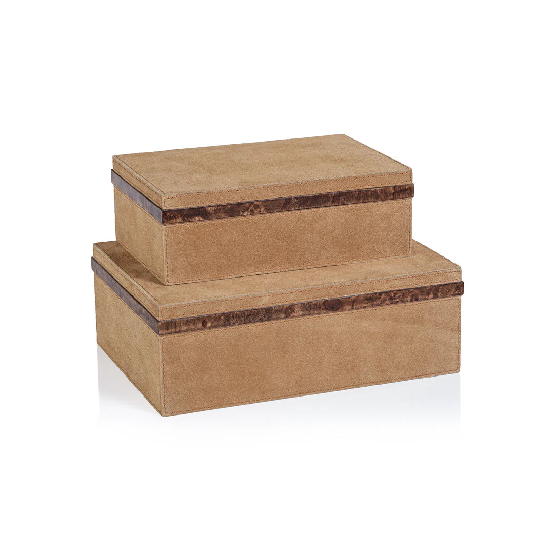Cortina Suede Box with Burlwood Trim