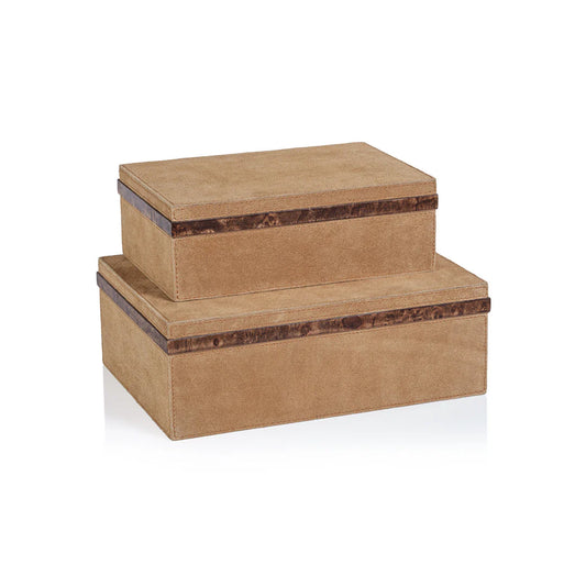 Cortina Suede Box with Burlwood Trim