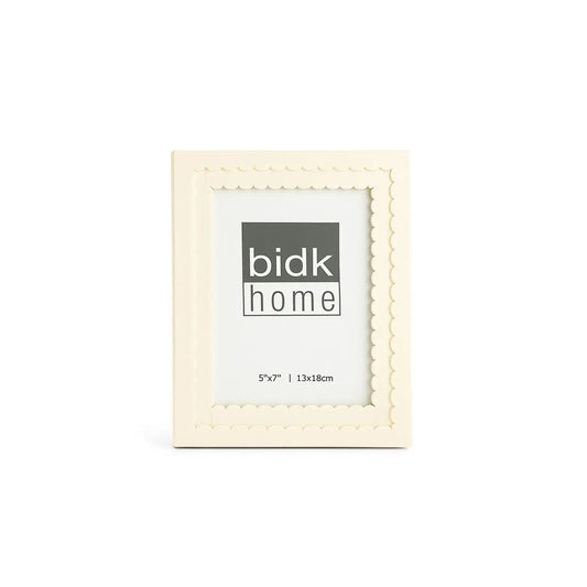 White Resin Frame With Flower Design
