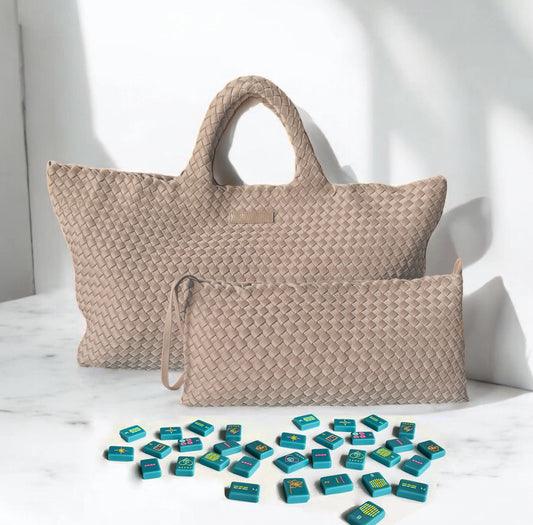 Peace Love Mahjong - Fawn Woven Mahjong Carryall Bag