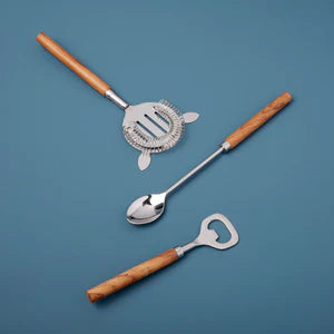 Teak and Stainless Bar Set